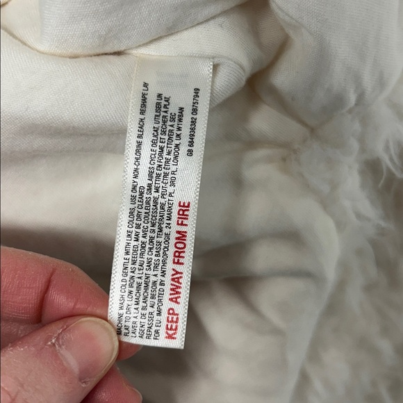 Anthropologie Cream Textured Top size medium fluffy towel, Sherpa sweater medium - Picture 5 of 8